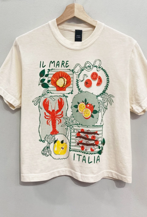"Il Mare Italia" Cropped Graphic Tee