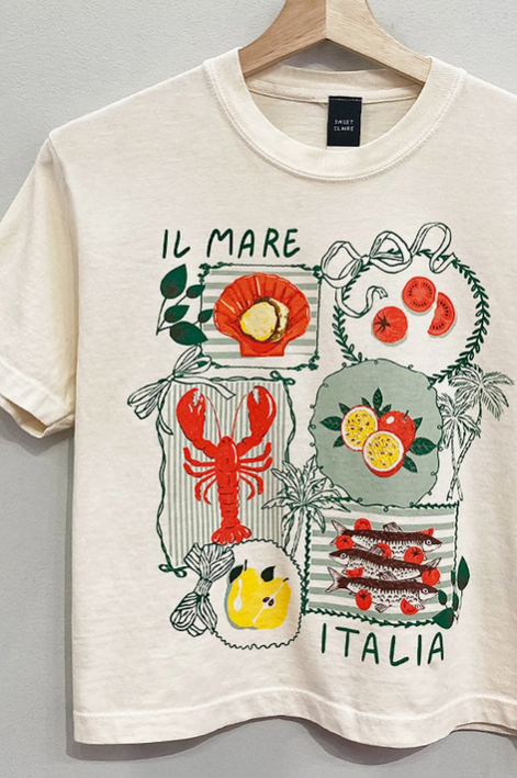 "Il Mare Italia" Cropped Graphic Tee